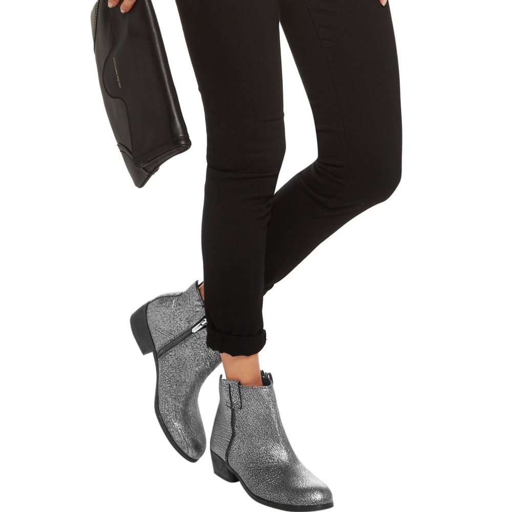Sam Edelman "James" Silver Metallic Ankle Booties - Picture 1 of 8